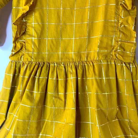 Girls Tea Collection Gold Ruffled Holiday Dress 01BL28-249 3/4 Sleeved Size 10 - Picture 4 of 10